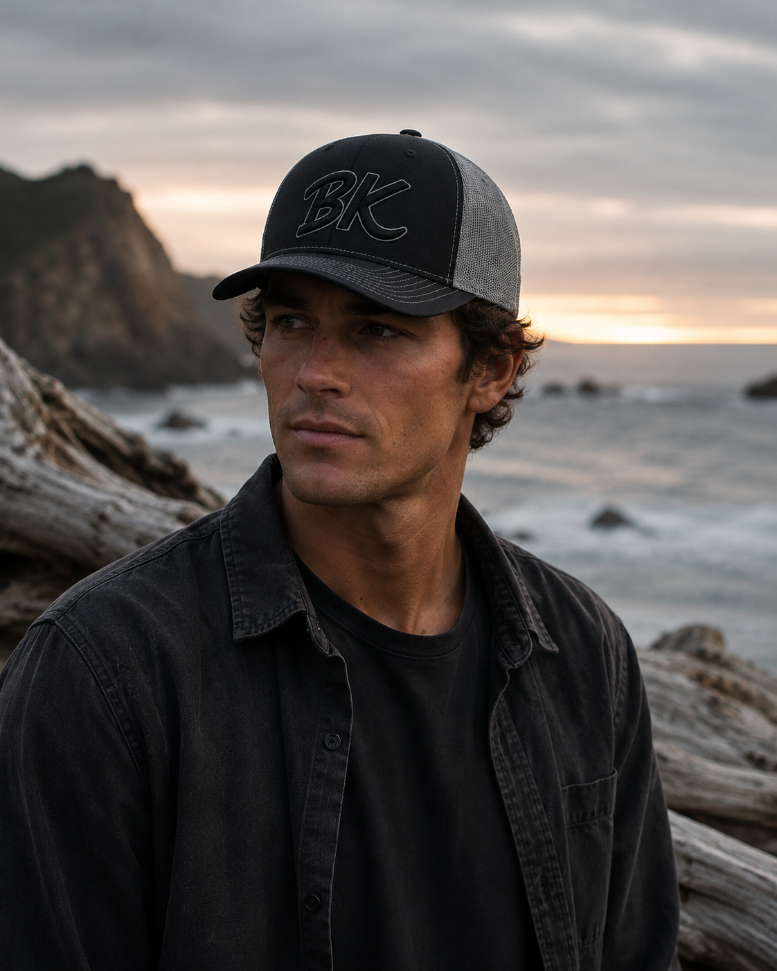 Model wearing a BradaKai black hat